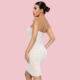 Strapless Sleeveless Lace Midi Bandage Dress